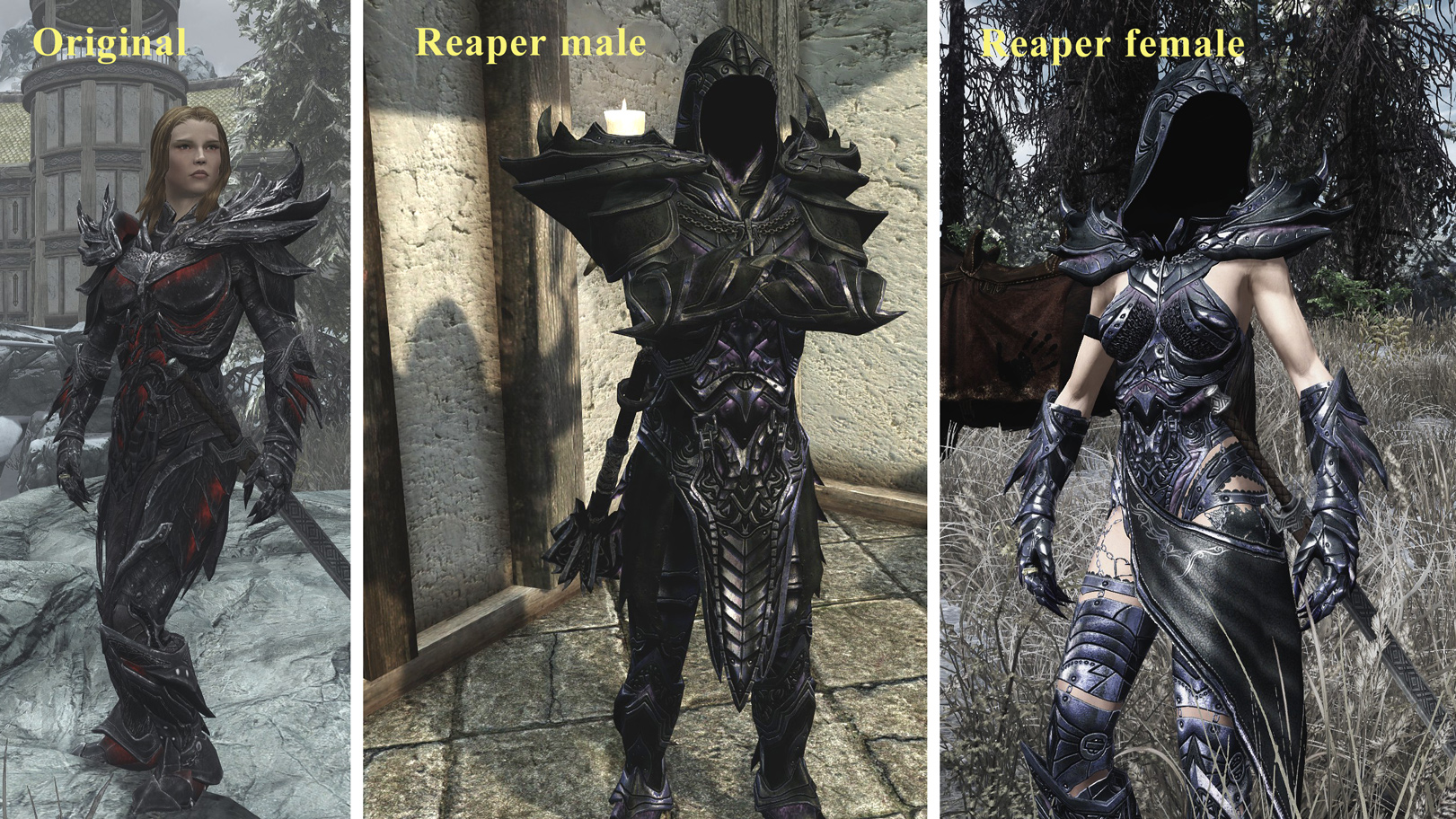 Daedric Reaper Armor. includes glow color options if you want something oth...