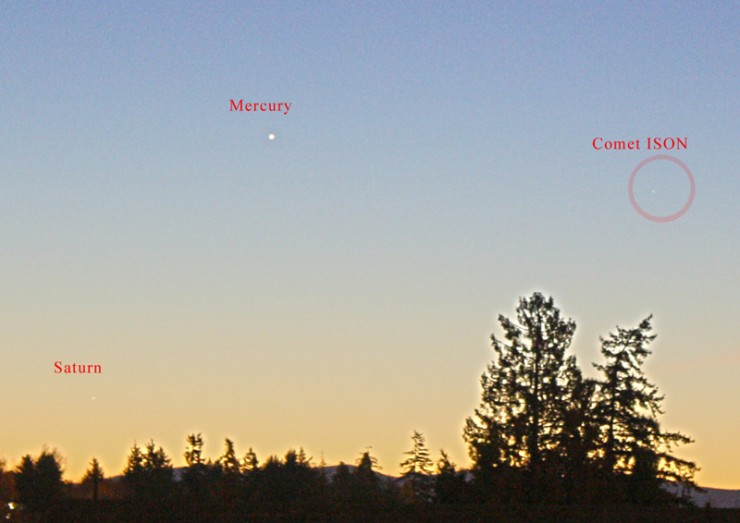 "comet ison marked by circle"